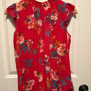 LOFT Red Floral Top